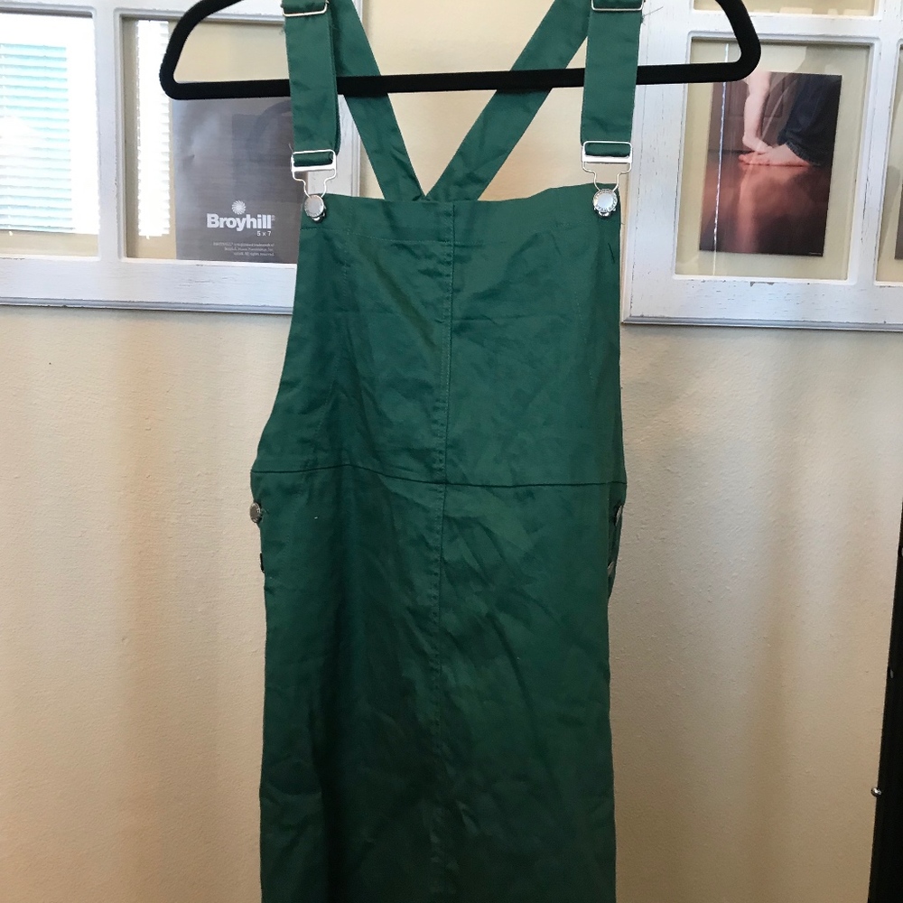 olive overall dress.